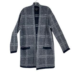 Banana Republic Womens Large Blue Plaid Cozy Blanket Cardigan Sweater